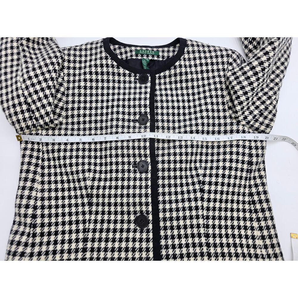 Ralph Lauren Women's Size 12 Wool Black and White Houndstooth Blazer Jacket - Picture 5 of 8